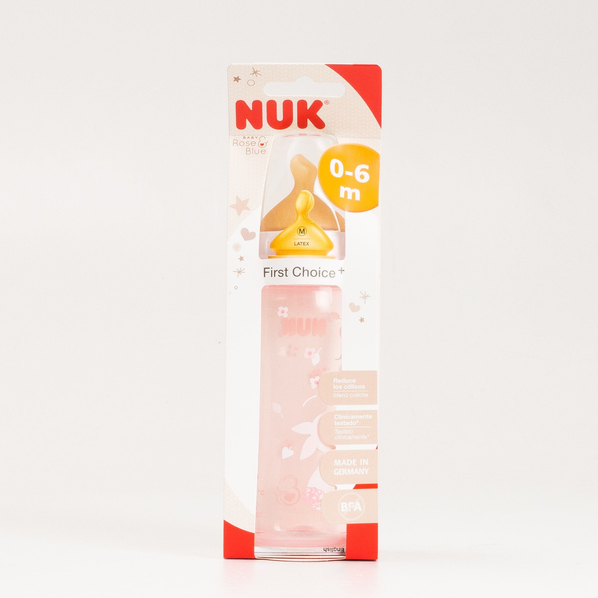 Nuk Garrafa Teto de Látex M 0-6m Rosa