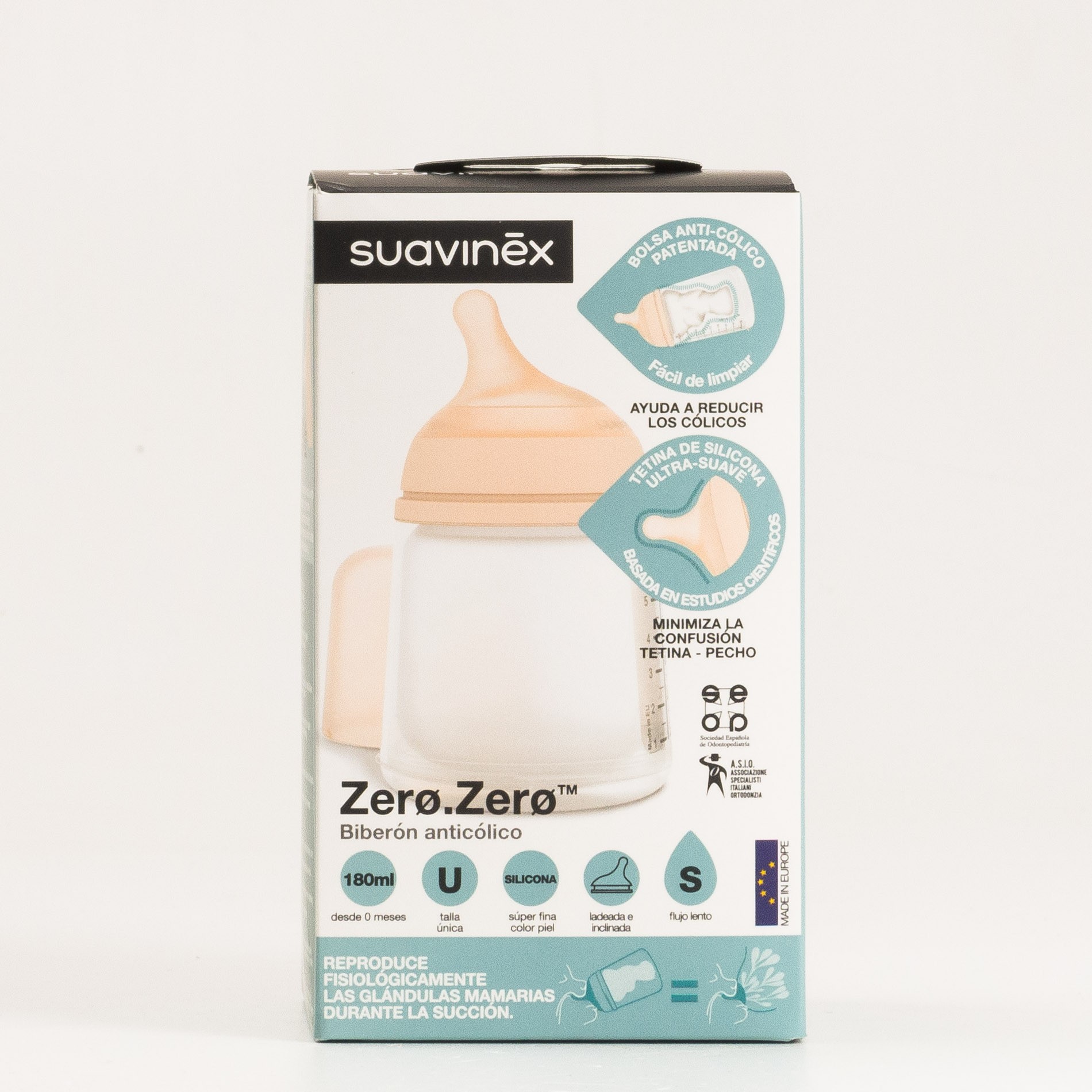 Suavinex Zero Garrafa Anti-Cólica Flow S, 180ml.