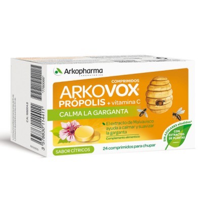 Arkovox Própolis + Vitamina C Mel & Limão, 24 comprimidos.