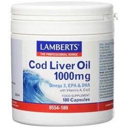 Lamberts Cod Liver Oil 1000mg, 180 comprimidos.