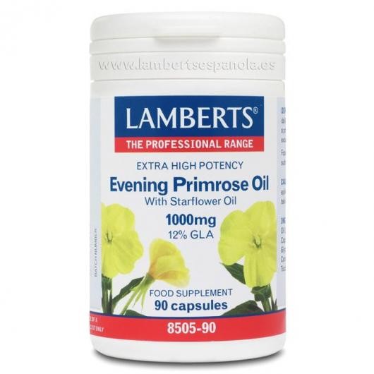 LAMBERTS Óleo de Prímula de Extra Alta Força com Borragem, 90 cápsulas.