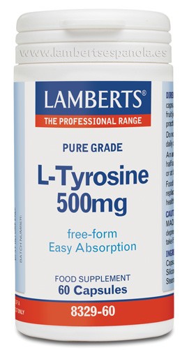 LAMBERTS L-tirosina 500 mg, 60 cápsulas.