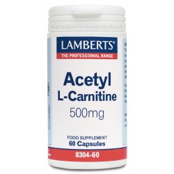 LAMBERTS L-acetilcarnitina 500 mg, 60 cápsulas.