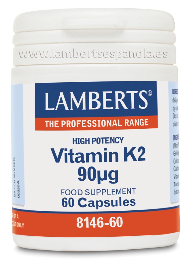 LAMBERTS Vitamina K2 90 mcg, 60 cápsulas.