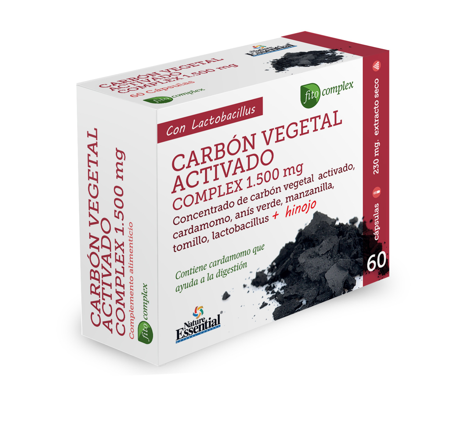 Nature Essential Charcoal Complex 1.500mg, 60 cápsulas.