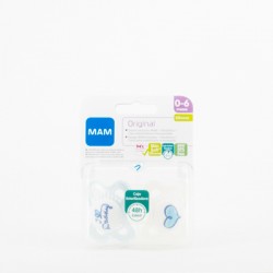 MAM Original Silicone Chupeta Azul 0-6M Pack Papai Duplo