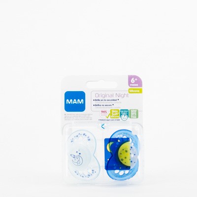 MAM Original Noite Chupeta de Silicone +6M Pack Duplo Azul