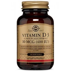 Solgar Vit D3 400 UI 10 mcg, 100 Perlas.