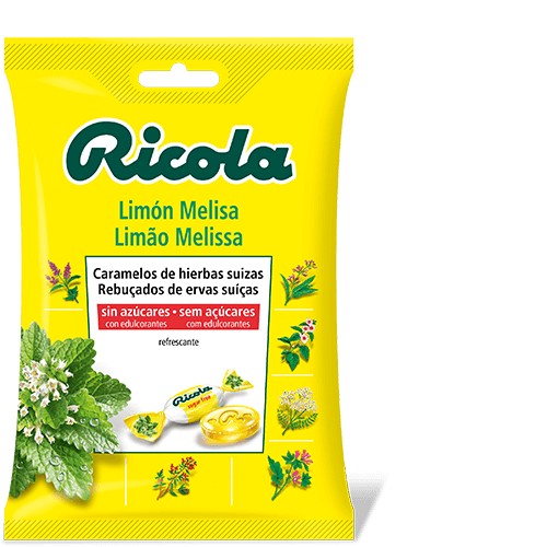 Balas de limão Ricola sem açúcar, 70g.