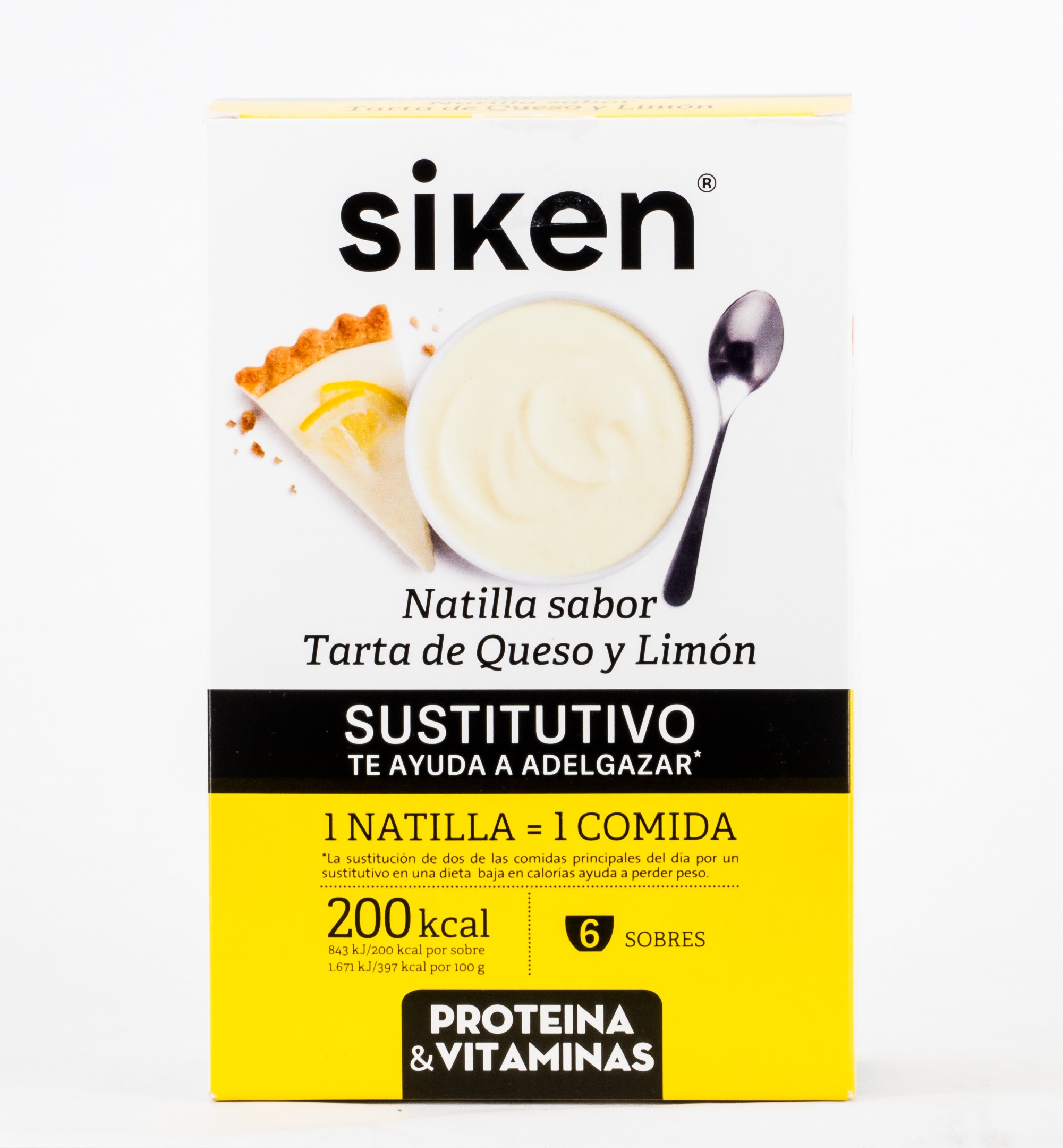 Siken Custard Substituto Lemon Cheesecake, 6 pacotes.