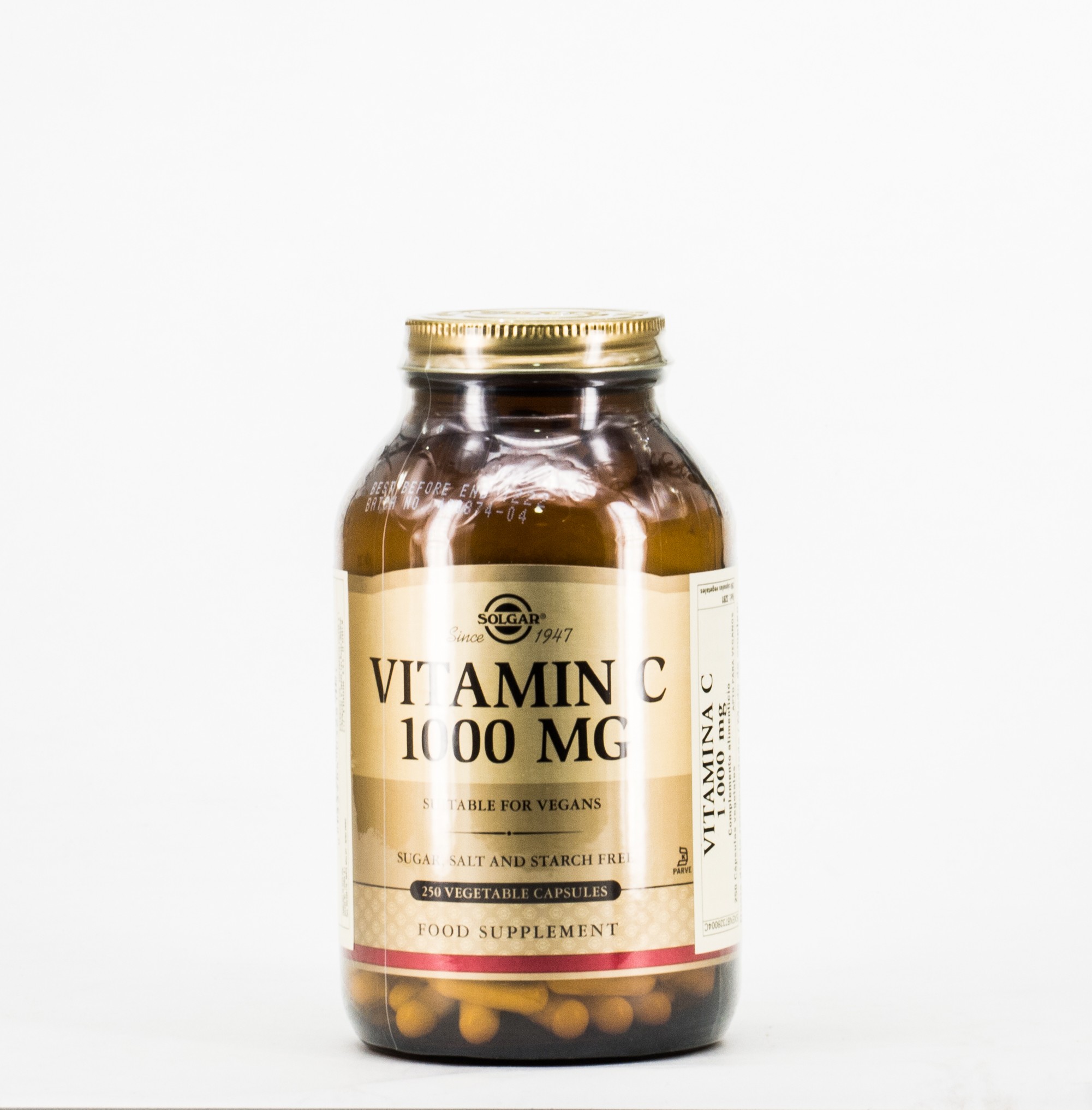 Solgar Vit C 1000 mg, 250 cápsulas. Hortaliça.