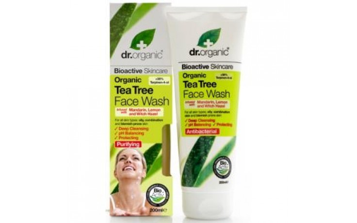 Dr Gel de Limpeza Facial Dr Organic Tea Tree, 200ml.