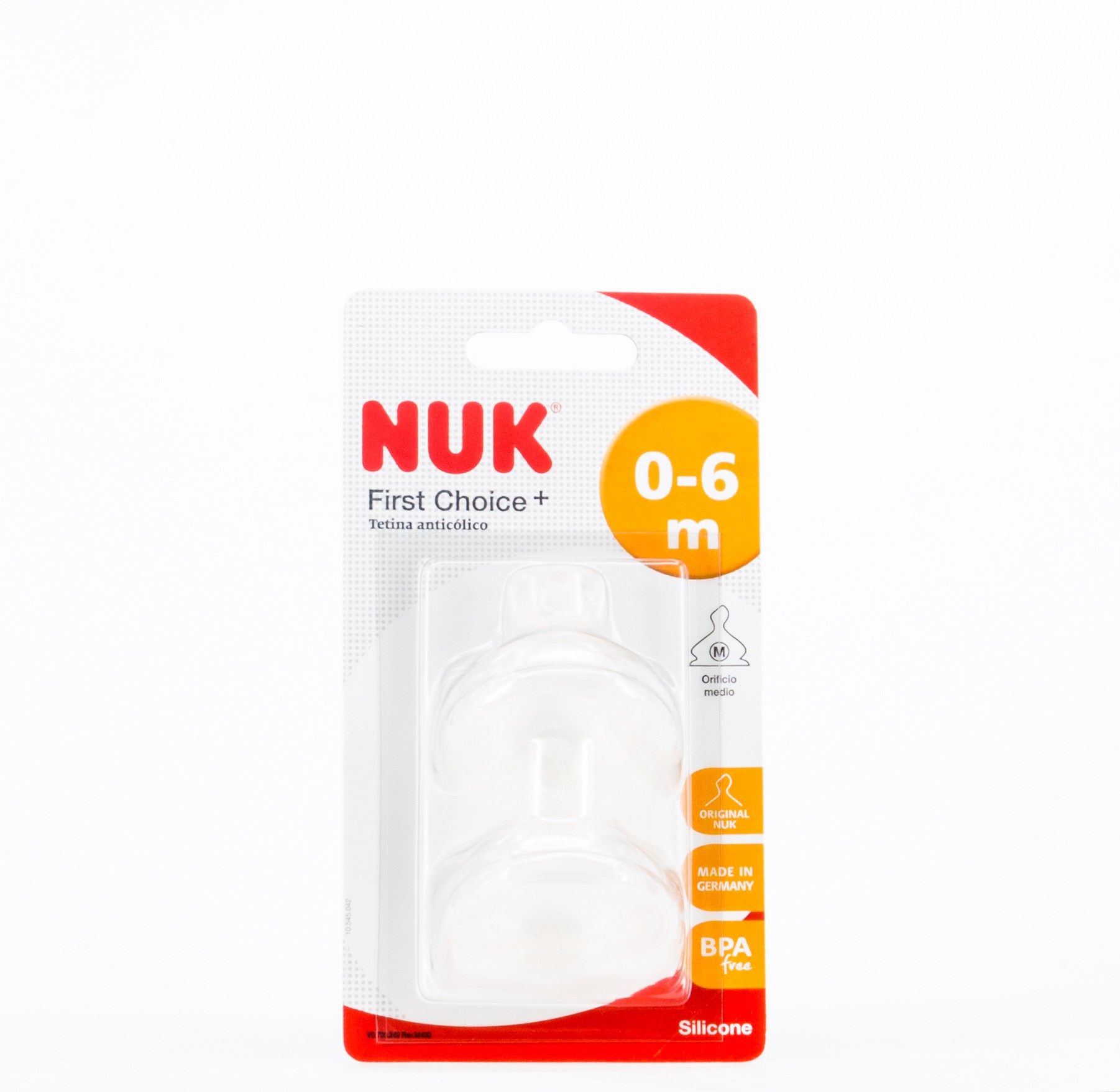NUK Primeira Escolha Anticólico Mamilo de Silicone M 0-6 m, 2Pc.