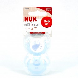 NUK Chupeta Rosa & Silicone Azul, 0-6 m – Azul.