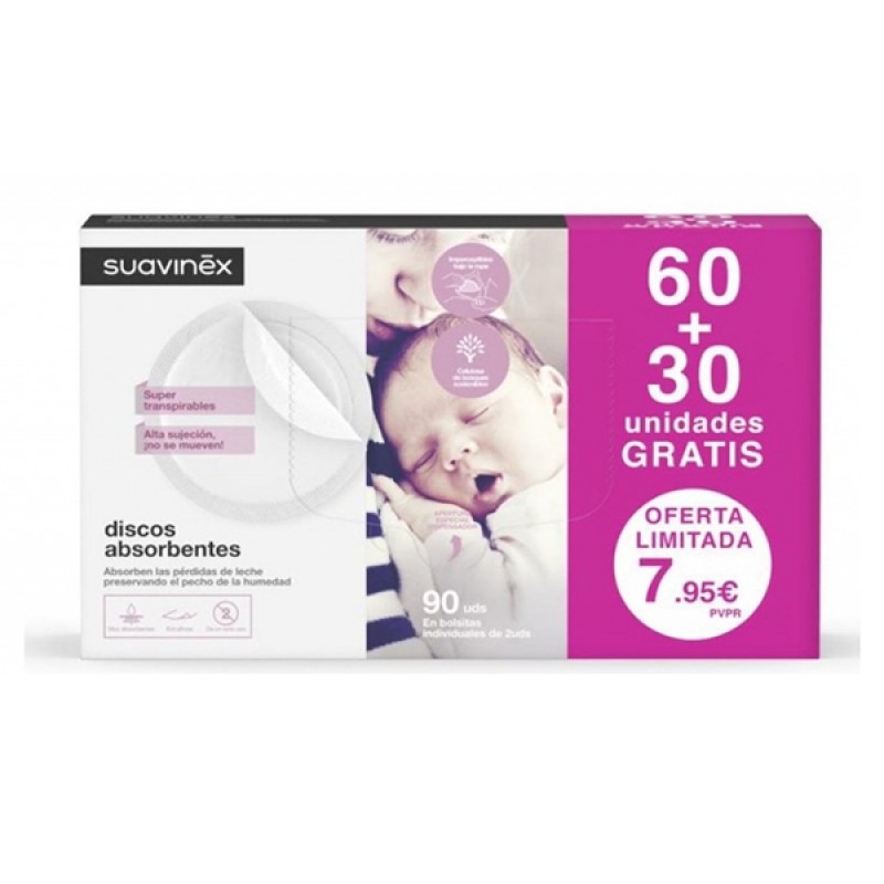 Discos absorventes Suavinex Promo, 60+30Pcs.