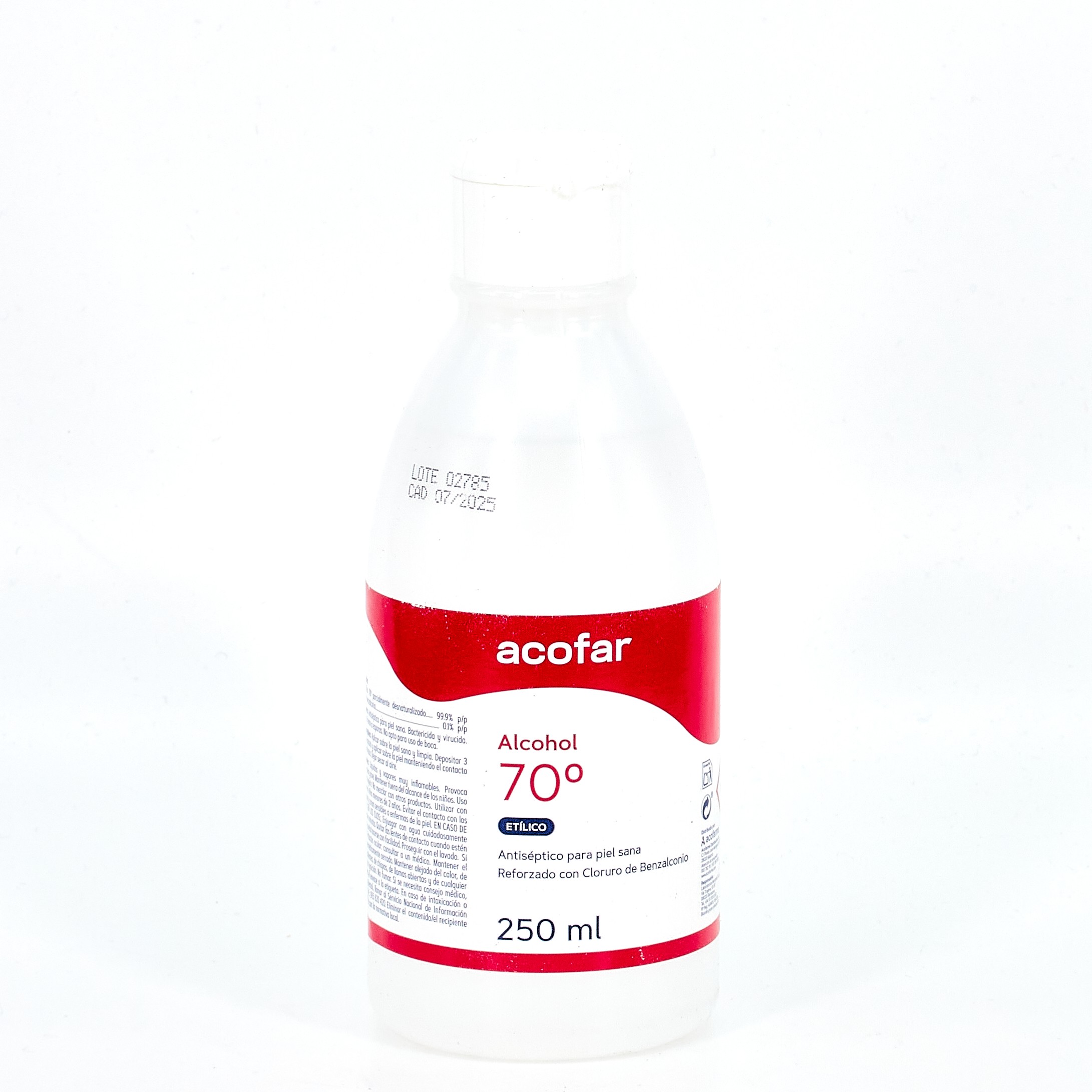 Álcool Acofar 70º, 250ml.