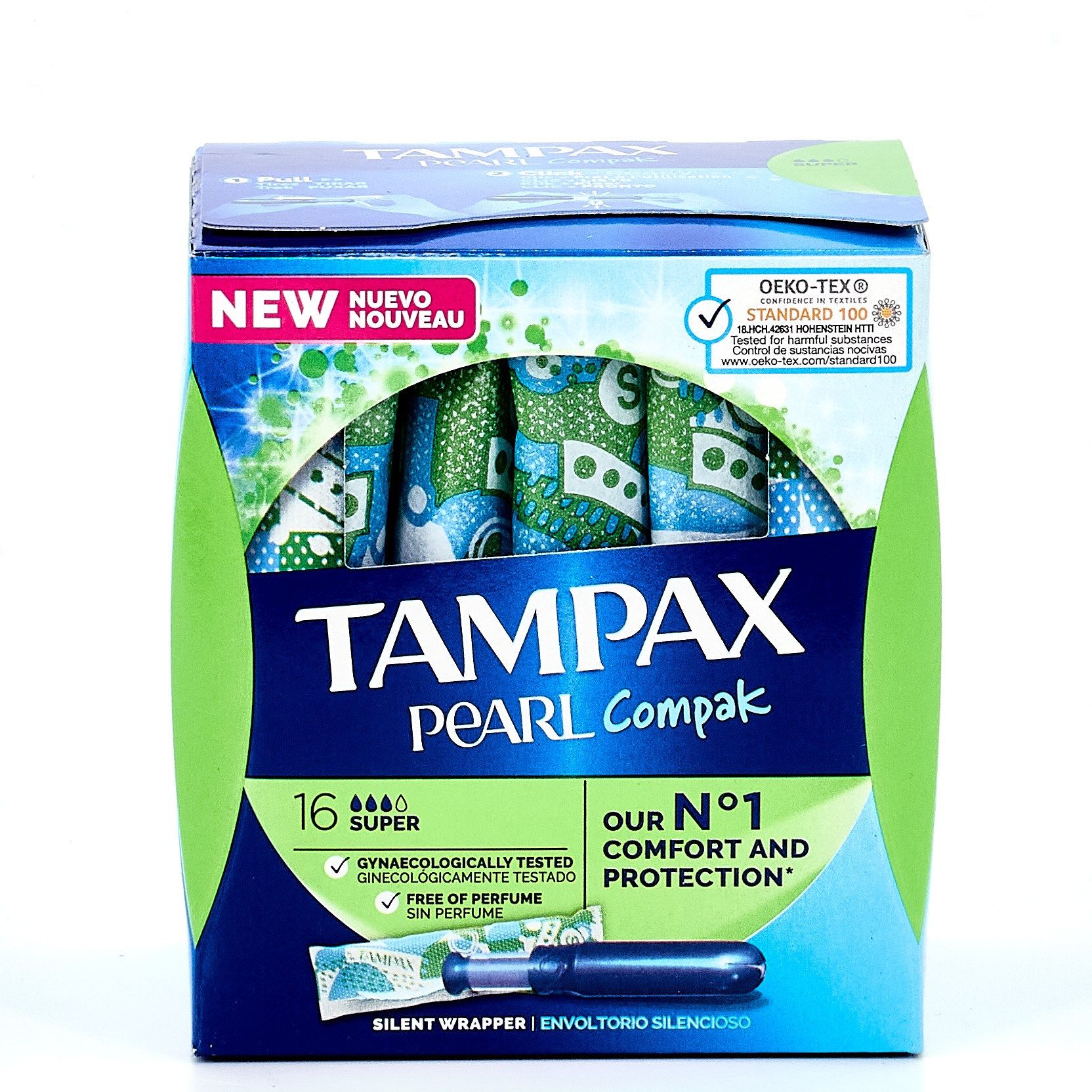 Tampax Compak Pearl Super, 16 tampões.