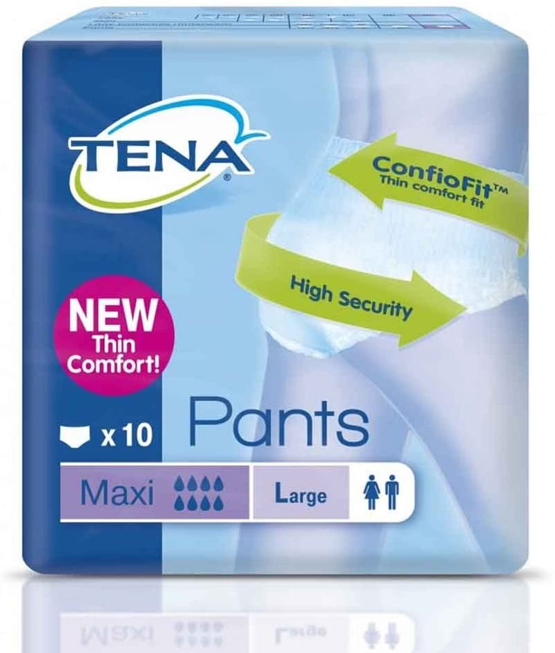 Calças Tena absorvem urina maxi Inc. Plus size, 10 unidades.