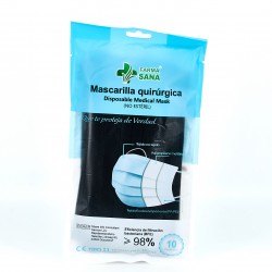 Máscara cirúrgica preta adulta, 10 pcs.