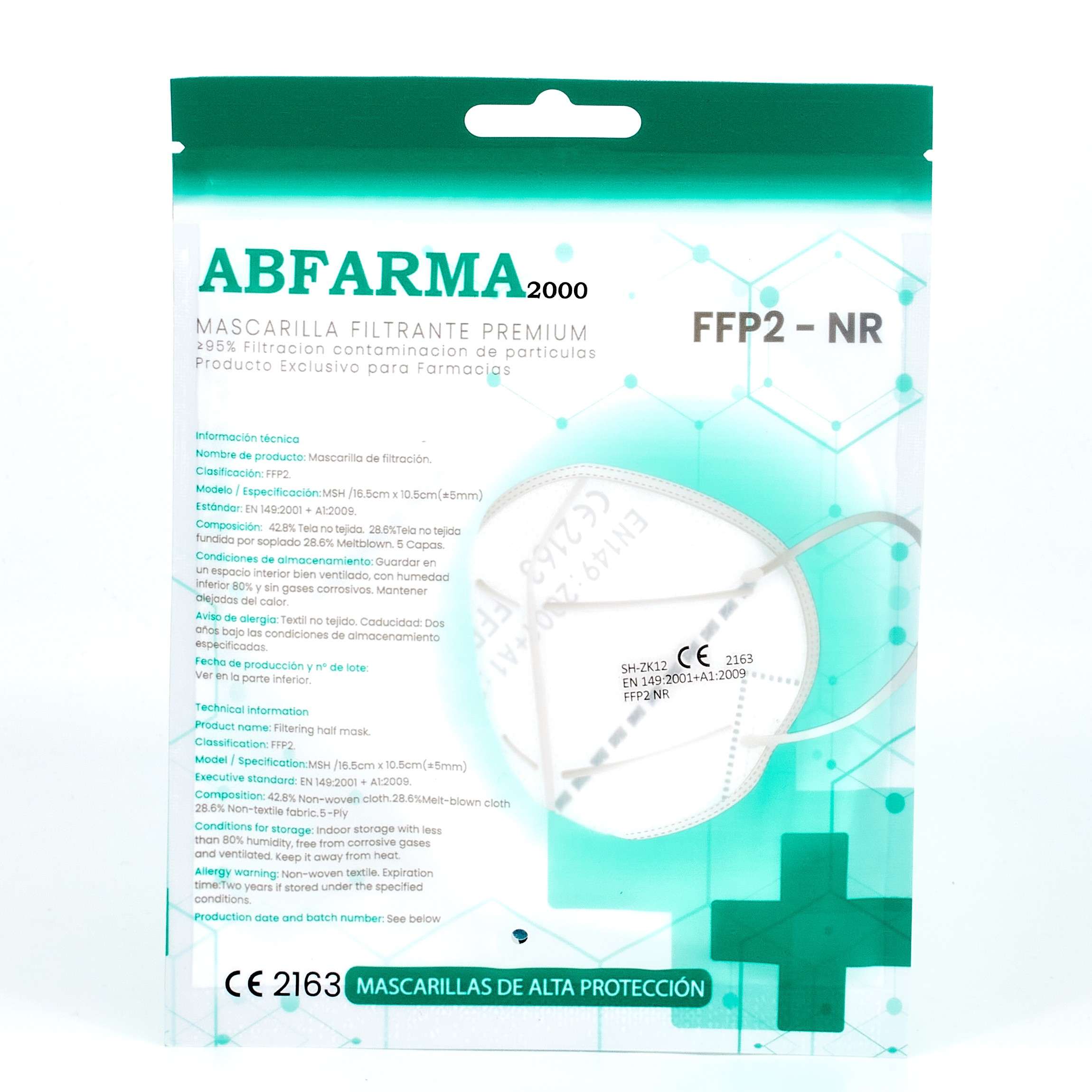 FFP2 Máscara Branca, 1Pc.