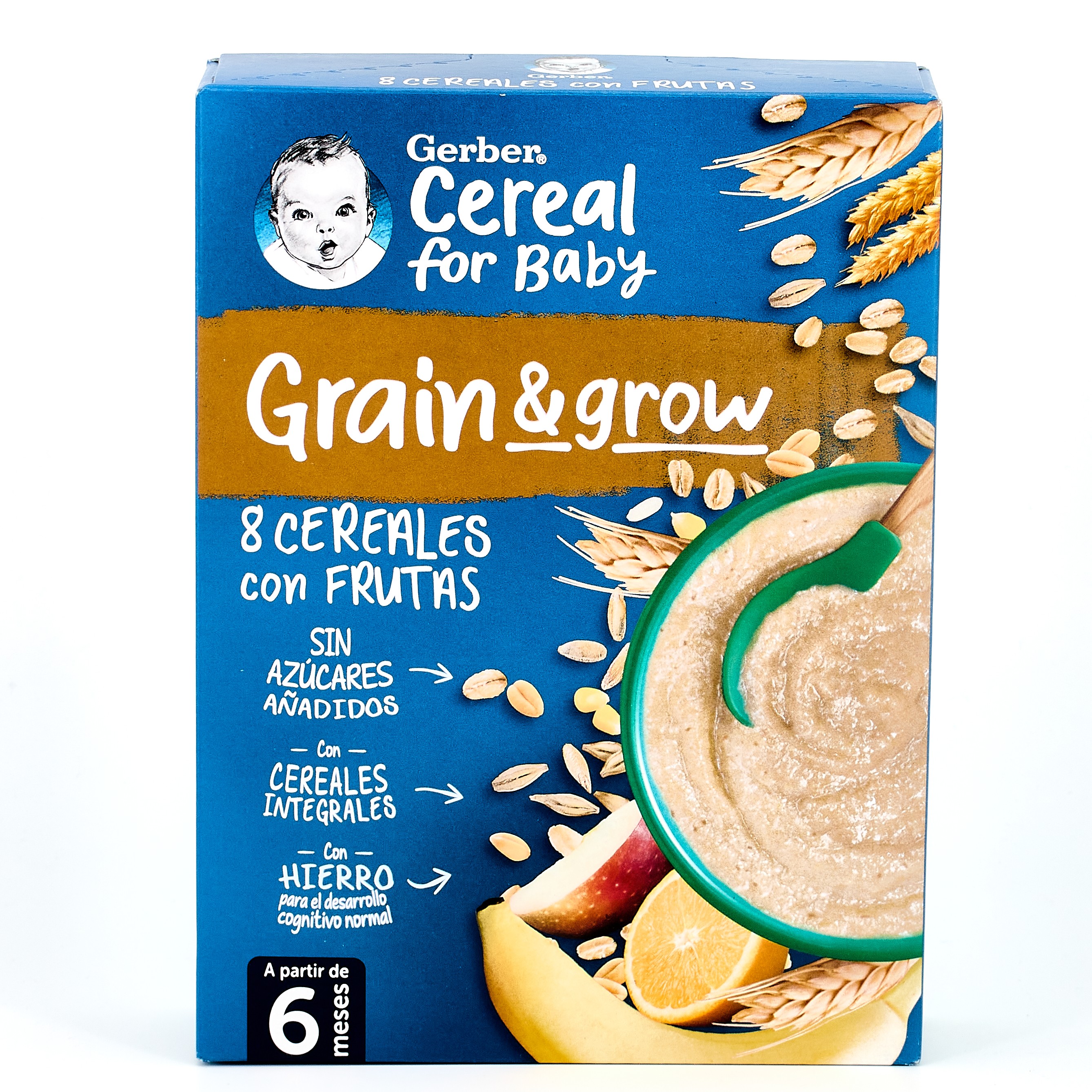 Gerber 8 Cereais de Frutas, 250g.