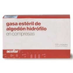 ACOFAR Gaze de algodão hidrofílica estéril em almofadas, 100 unidades.