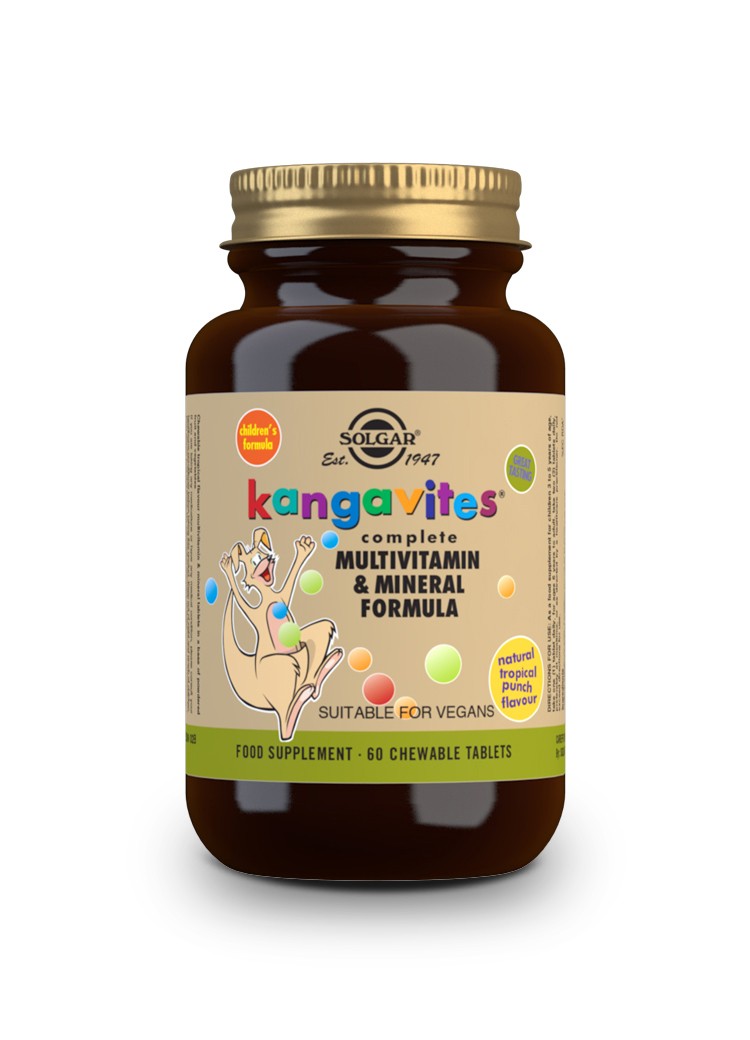 Solgar Kangavites Frutas Multitropicais, 60 comprimidos mastigáveis.