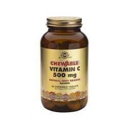 Solgar Vit C 500 mg, 90 comprimidos mastigáveis de laranja.