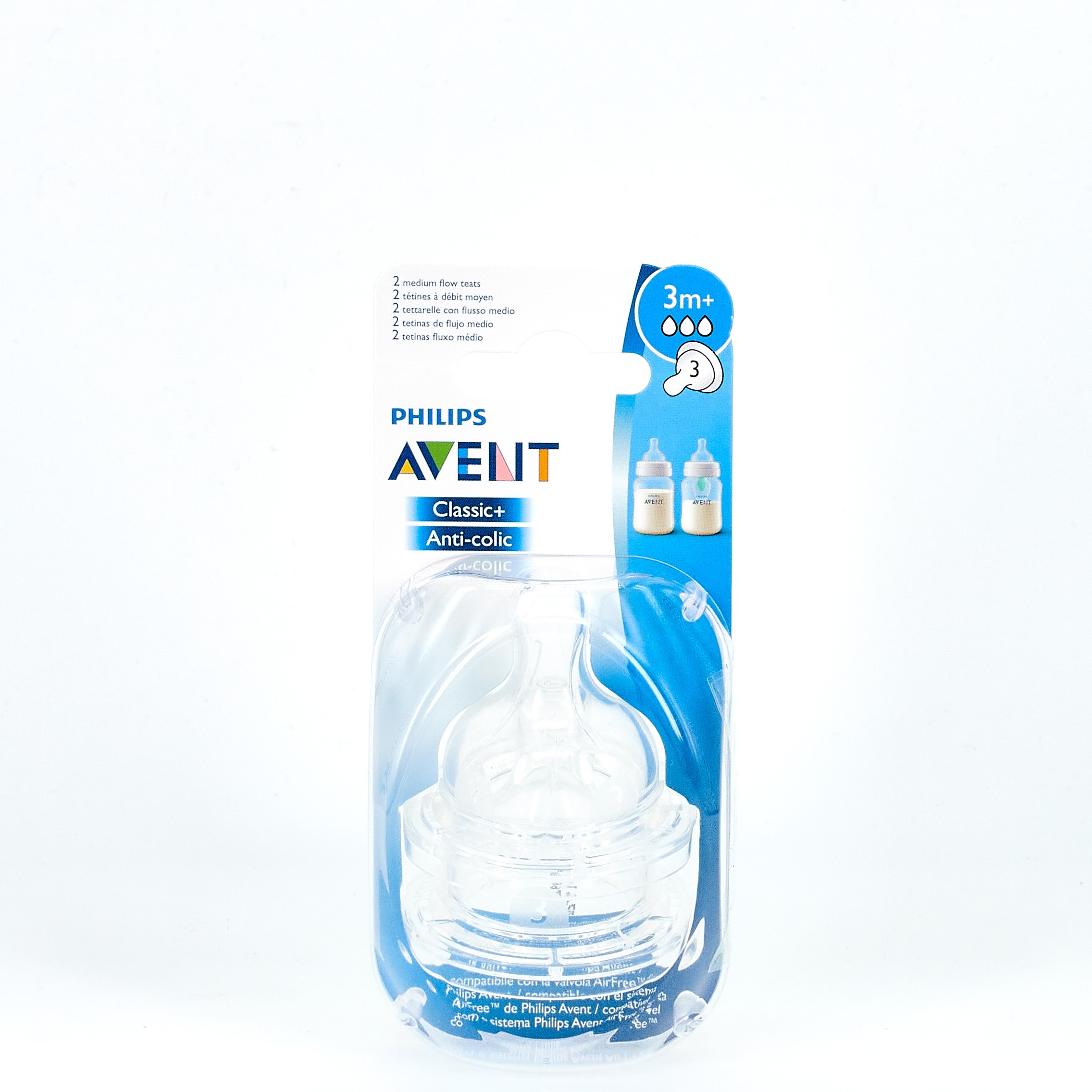 Philips Avent Anti-Colic Nipple Medium Flow +3m, 2 unidades.
