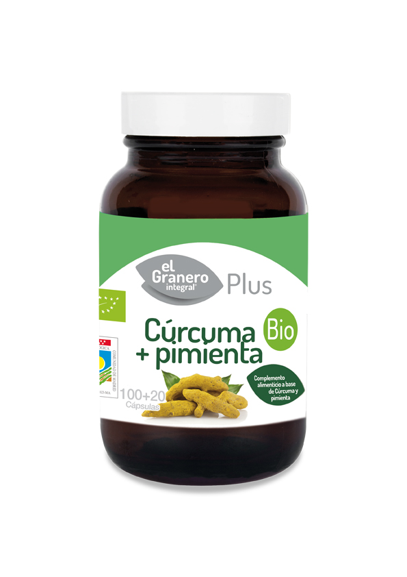 El Granero Integral Plus Cúrcuma Orgânica + Pimenta, 100+20 Cápsulas