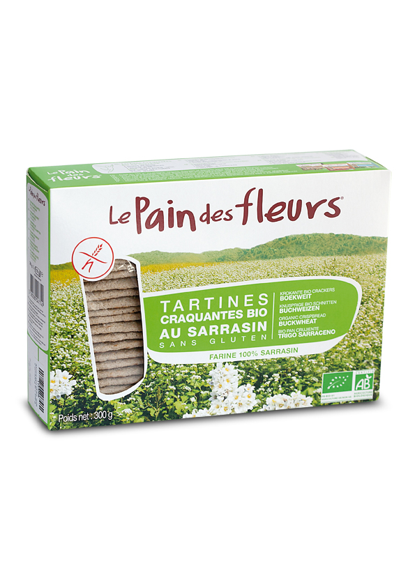 Le Pain des Fleurs Bolacha de trigo sarraceno sem glúten Torrada BIO, 300 g