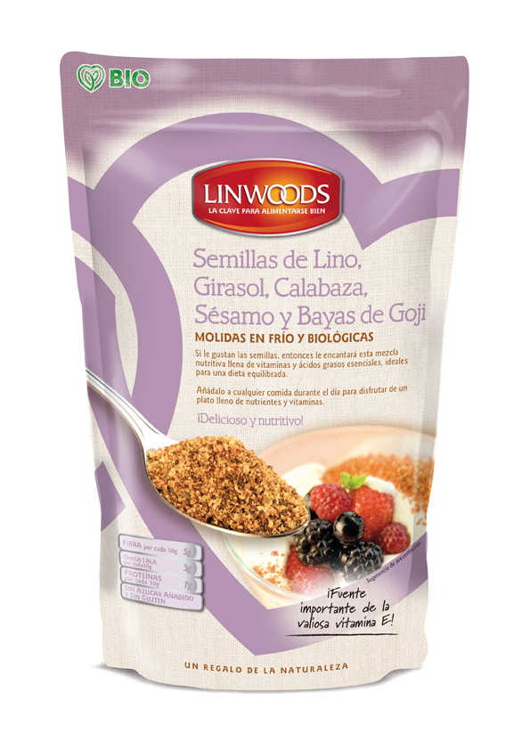 LinWoods BIO sementes de linho, girassol, gergelim, abóbora e goji, 425 g