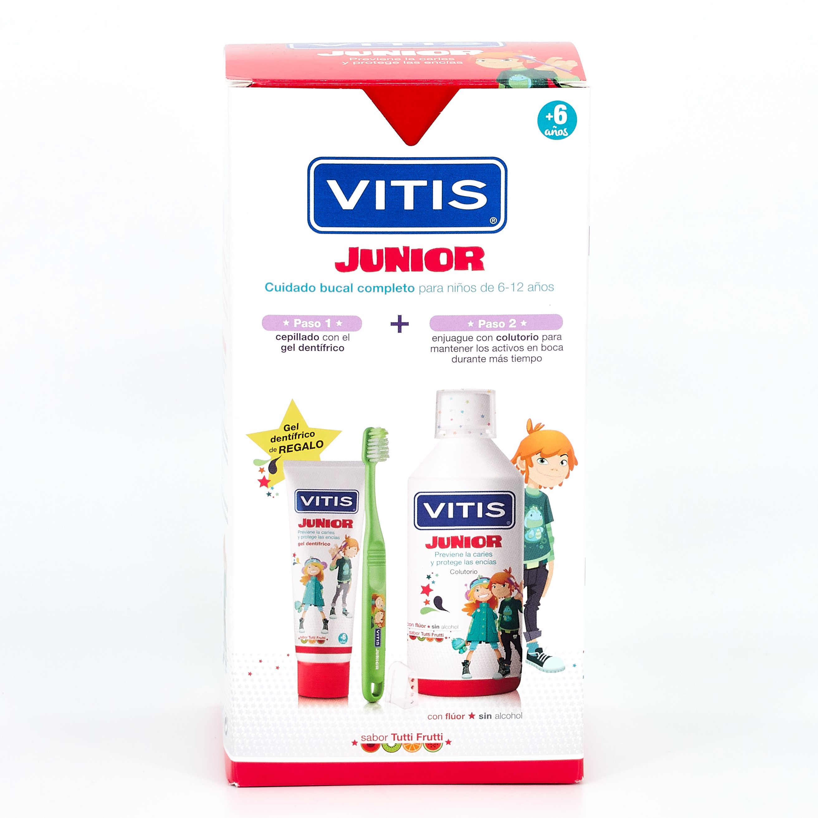 Vitis Junior Pacote de Enxaguante Bucal+Pasta+Pincel