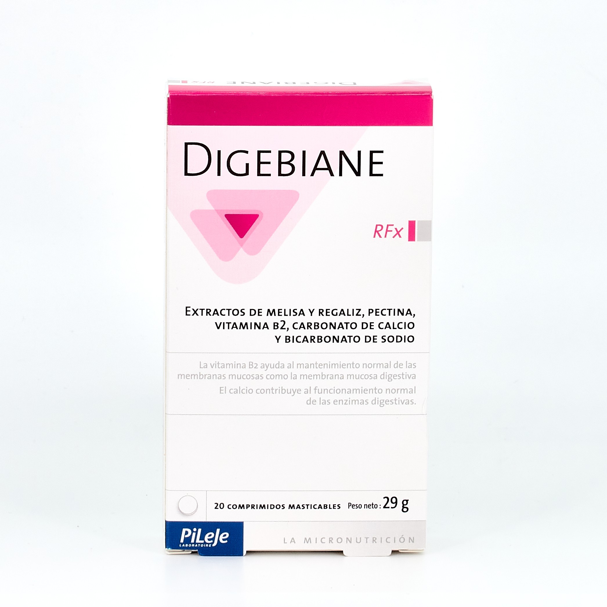 Pileje Digebiane Rfx, 20 comprimidos mastigáveis.