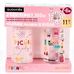 Suavinex Pack 2 Frascos de Silicone 360 ml + colher