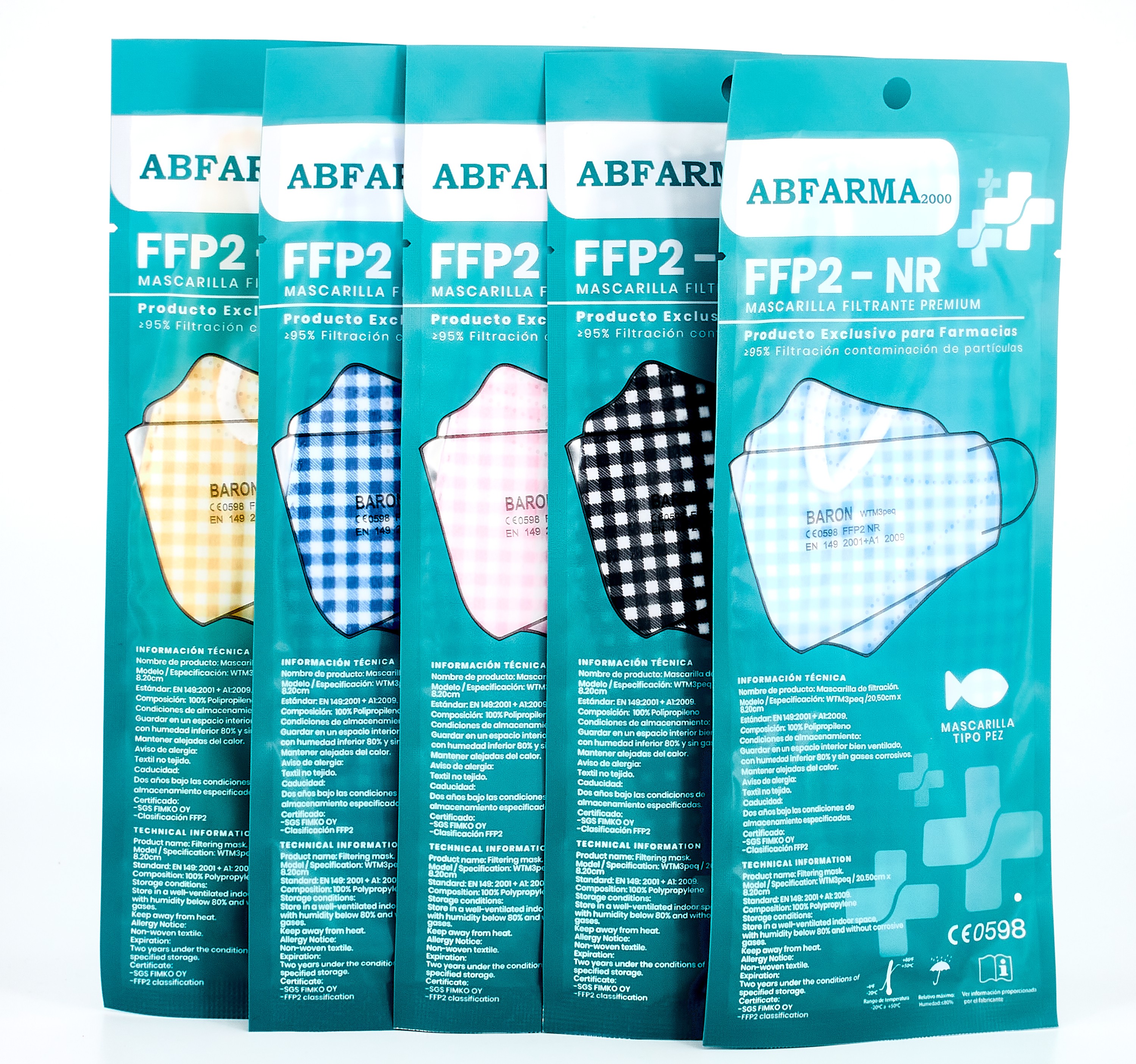 FFP2 Máscara de peixe quadrado, 1 pc.