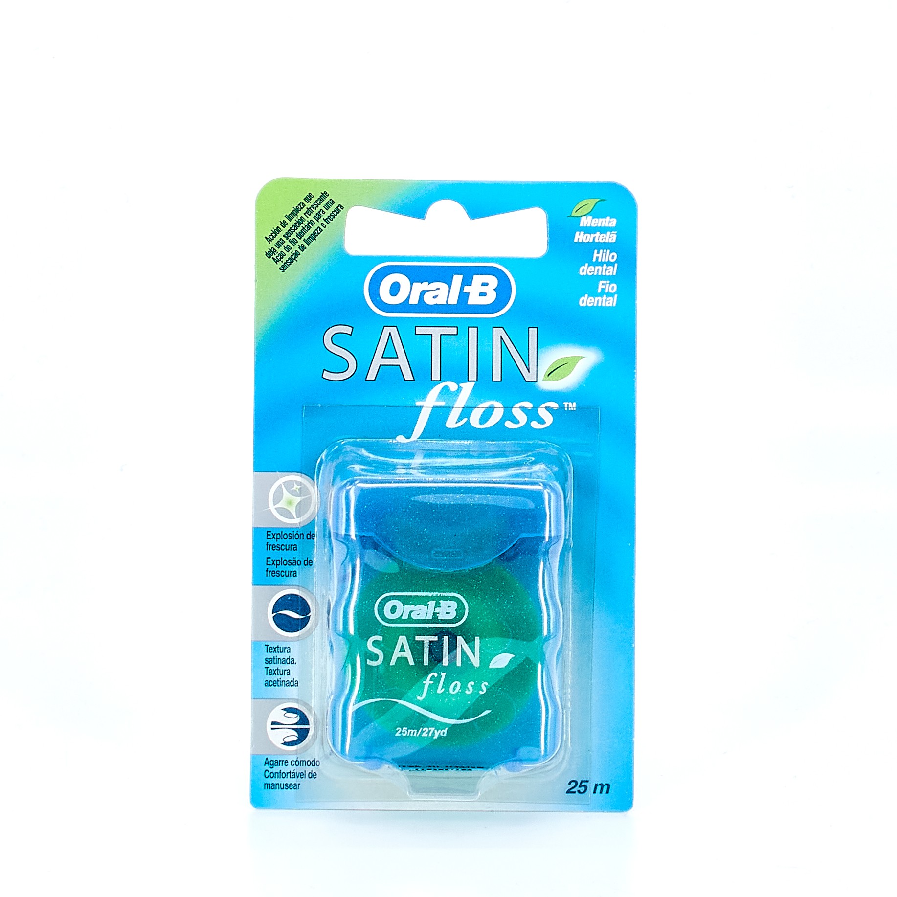 Oral-B Fio dental acetinado hilo dental sabor menta, 25 m