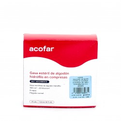 Almofada de gaze de algodão hidrofílico estéril em almofadas, 25 unidades.