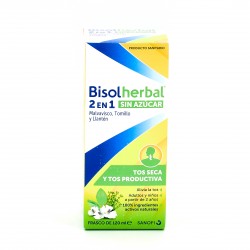 Bisolherbal 2-em-1 xarope sem açúcar, 120 ml.