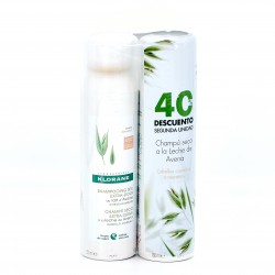 Klorane Shampoo Seco de Leite de Aveia para Cabelos Castanhos, 2 x 150 ml