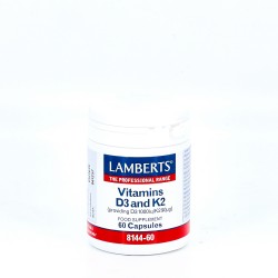 LAMBERTS Vitamina D3 & K2, 60 cápsulas.