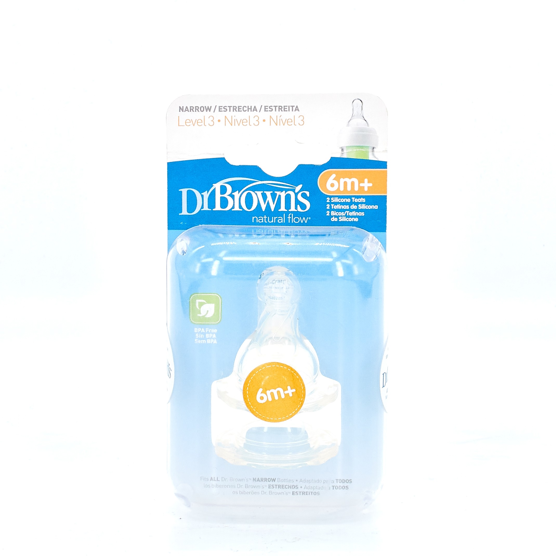 Dr Browns Mamilo Estreito 6m Nível 3, 2U.
