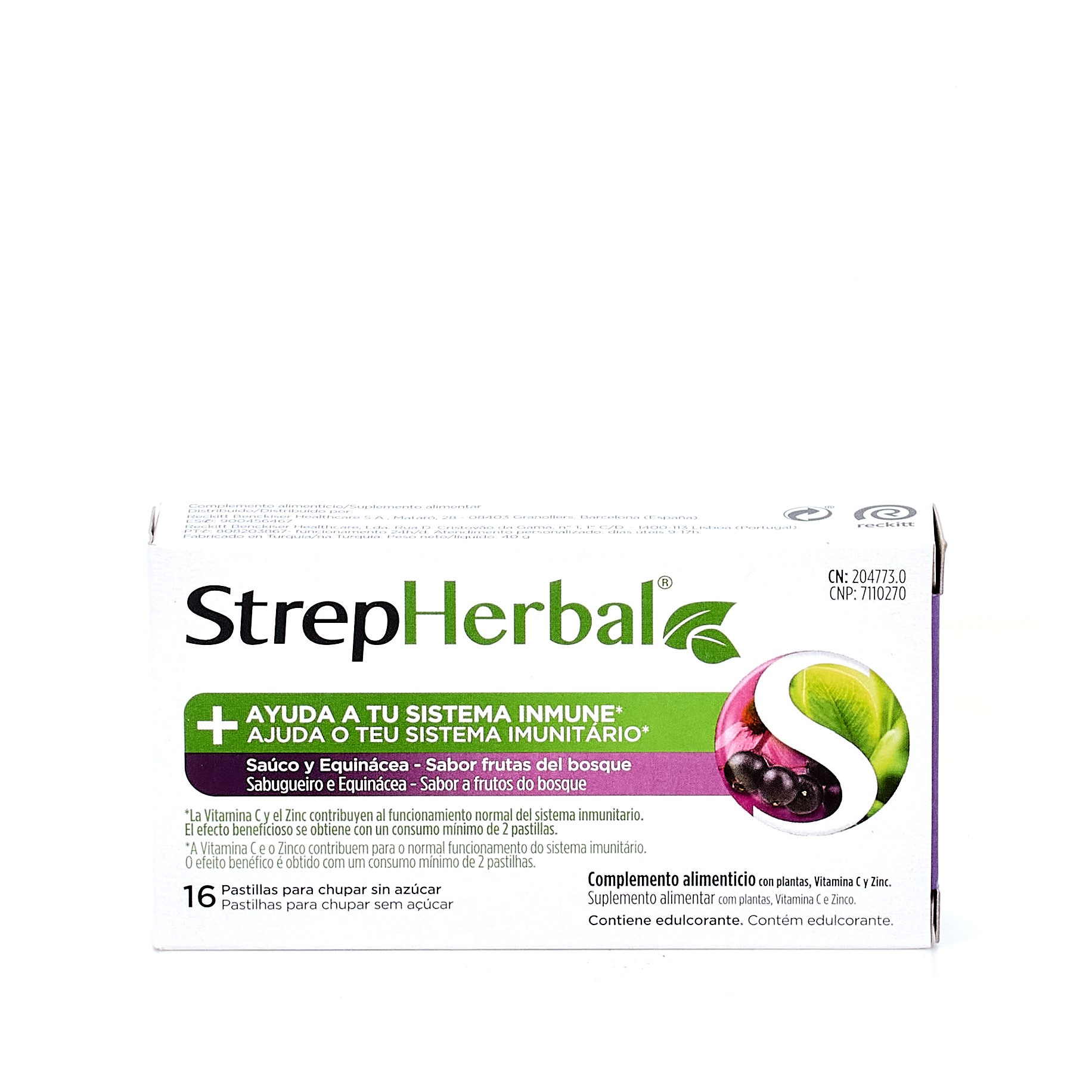 Strepherbal sabugueiro & Echinacea, 16 pílulas de sucção.