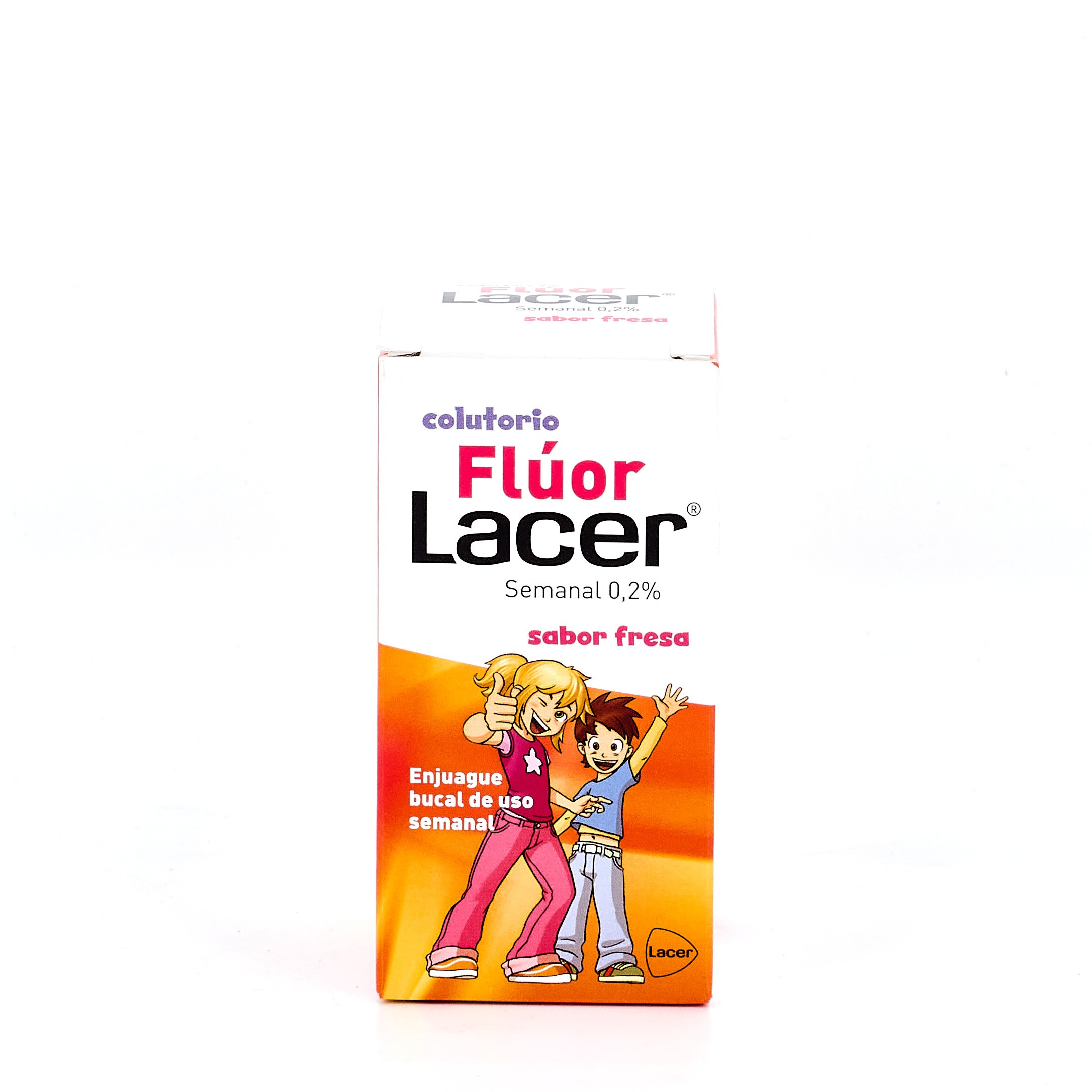 Enxaguante bucal semanal Lacer Fluoreto sabor morango, 100ml