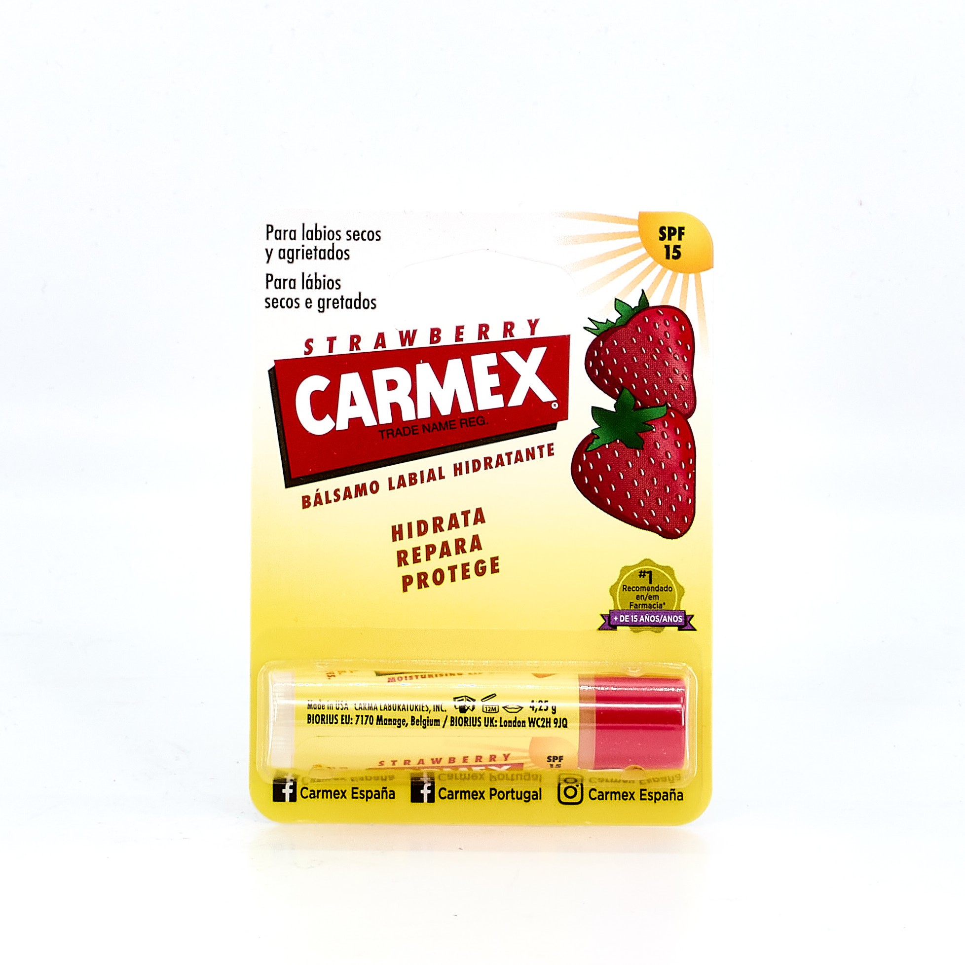 Carmex Palito de Bálsamo Labial Morango, 4,25g.