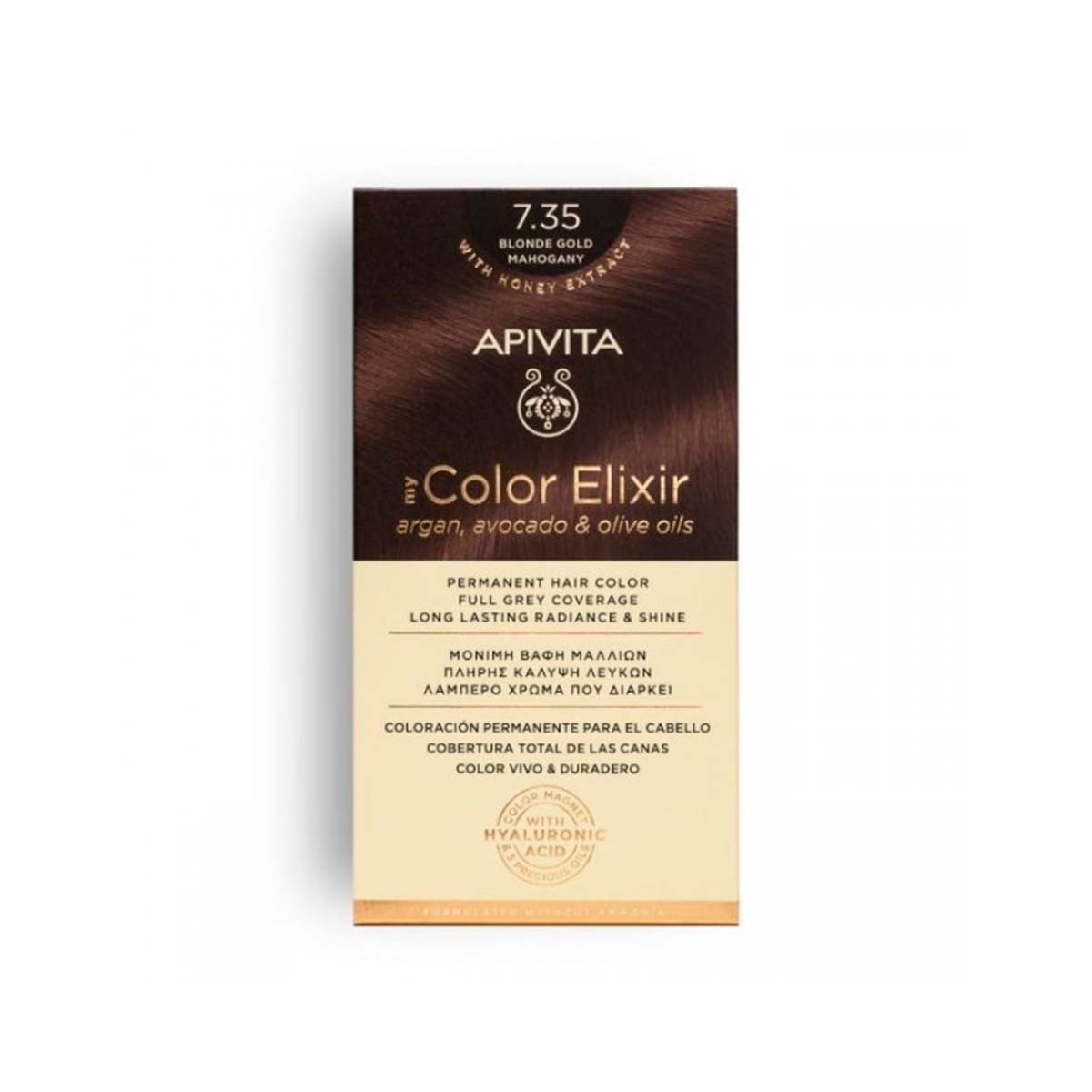 Apivita Tint minha cor Elixir 7,35, Mogno Ouro Loiro