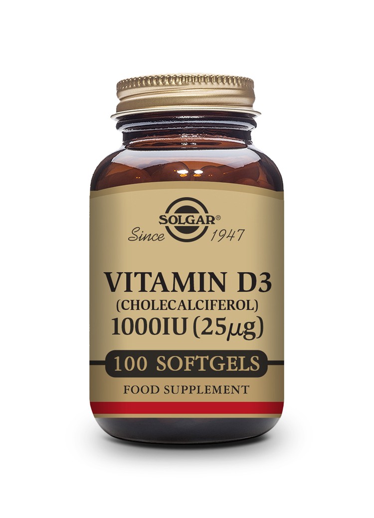 Solgar Vit D3 1000 UI 25 mcg, 100 cápsulas.