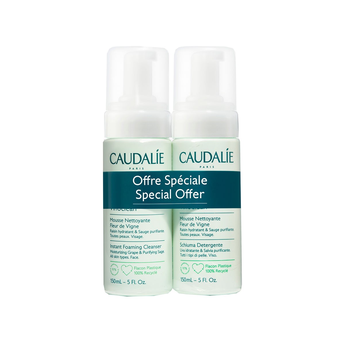 Espuma de Limpeza Caudalie DUPLO, 2x150ml.