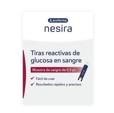 Tiras de teste de glicemia Acofarma nesira, 50 unidades