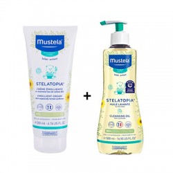 Mustela Stelatopia Creme Emoliente + Pacote de Óleo, 200 + 500 ml.